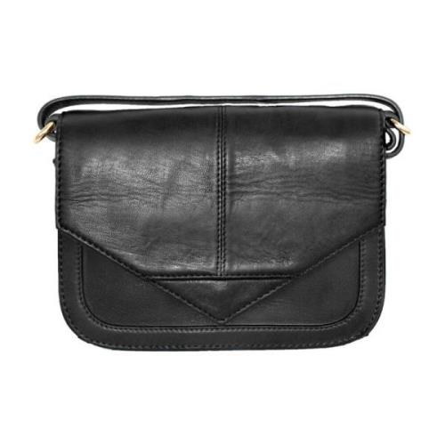 Cross-Body Clutch Skind Svart med Lys Gull Acc.