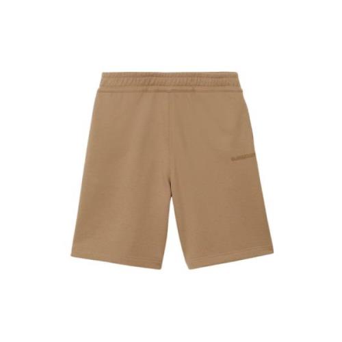 Beige Bomull Logo Print Shorts