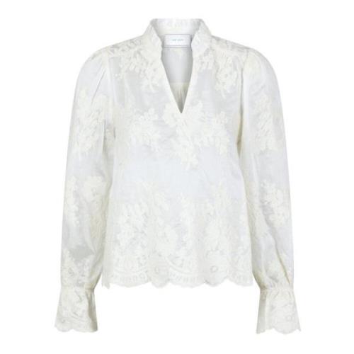 Elegant Broderi Bluse - Off White