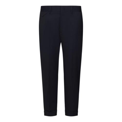 Marineblå Cropped Slim Fit Bukser