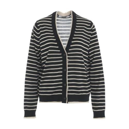 Elegant Svart Stripete Cardigan Aw24