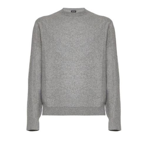 Middels Grå Ull Kasjmir Crew Neck Genser