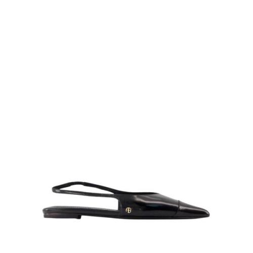 Sorte Slingback Flats - Kalveskinn