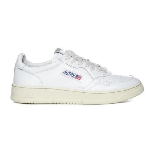 Hvite Lær Medalist Lave Top Sneakers