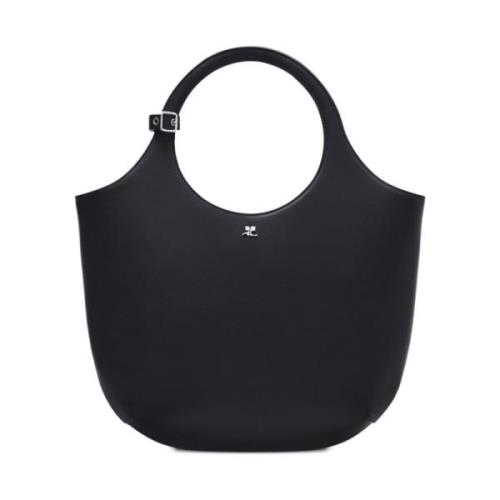 Svart Skinn Tote Bag