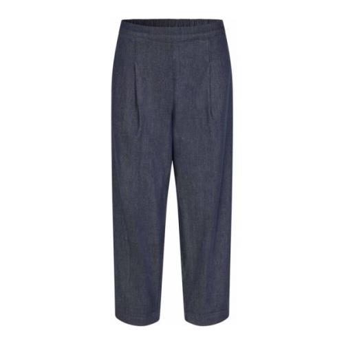 Kort Mørk Denim Elastisk Midje Bukser