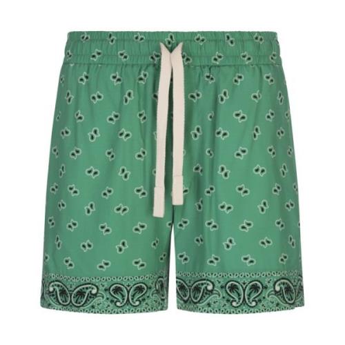 Grønn Paisley Print Sports Shorts