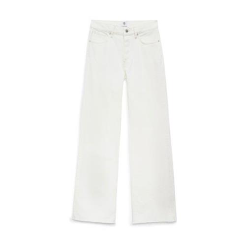 Avslappet Wide Leg Ivory Jeans