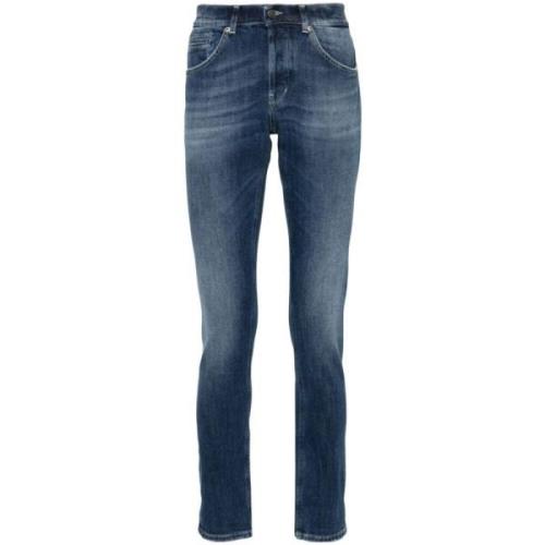 Blå Skinny Jeans med Faded Effekt