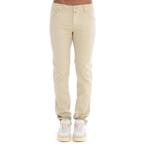 Luksus Beige Drill Bomull Jeans