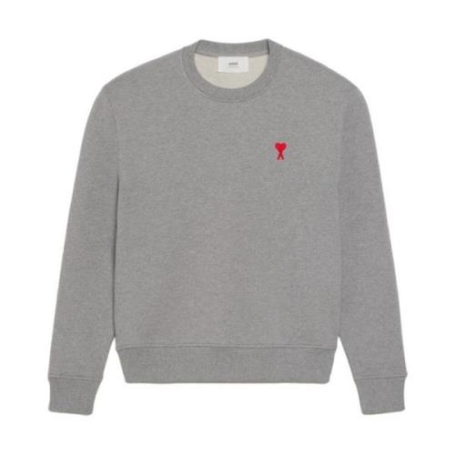 Grå Crew Neck Sweater med Hjerte Motif