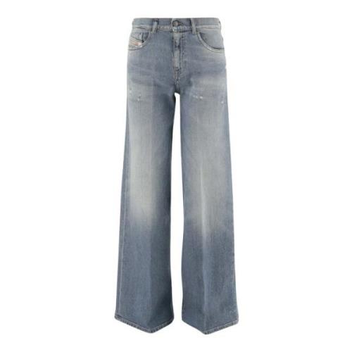 Flared Denim Jeans med Vasket Effekt