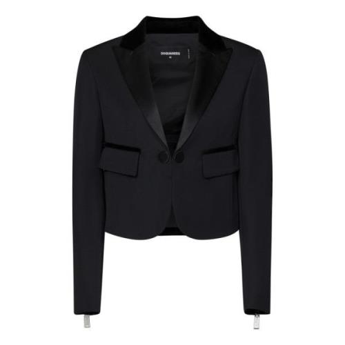 Sort Ballerina Blazer med Tylleinnlegg