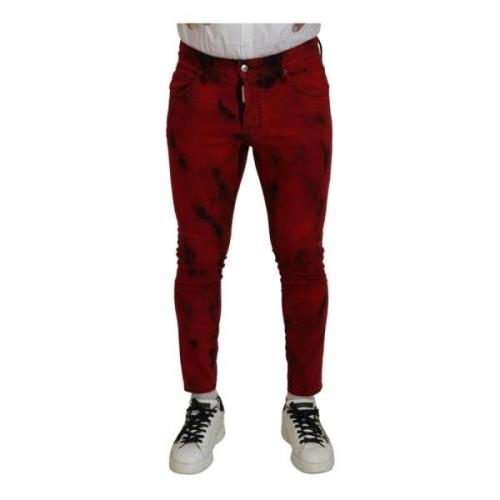 Rød Tie-Dye Skinny Denim Jeans