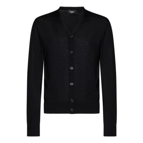 Sort V-hals ull cardigan Aw24