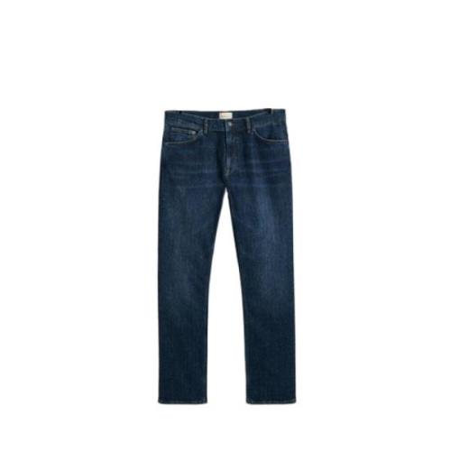 Slim Fit Mid Rise Jeans med Logo Patch