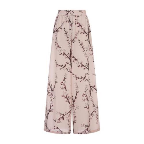 Rosa Blomster Wide-Leg Bukser