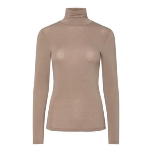 Beige Melange High Neck Sweater