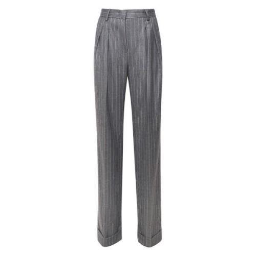 Pinstripe High Waist Trousers Grey White