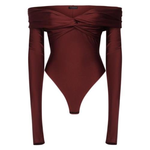 Satin Bordeaux Twist V-Neck Top