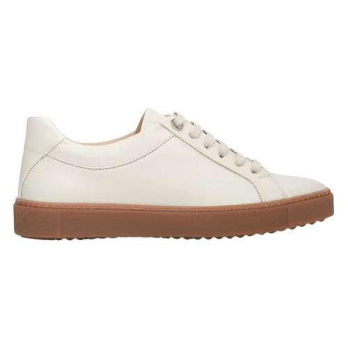 Kvinner Lyse Beige Platform Sneakers laget av Ekte Skinn