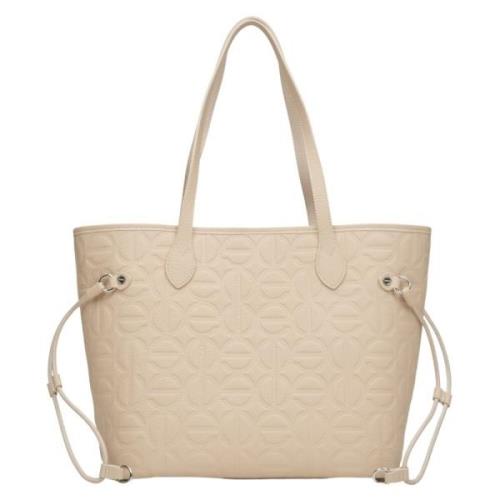 Kvinner Beige Skinn Shopper Bag Er00115046