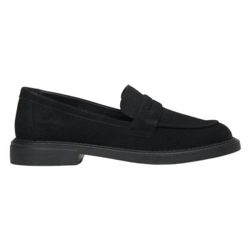 Kvinner Svarte Penny Loafers laget av Ekte Velur Er00114532