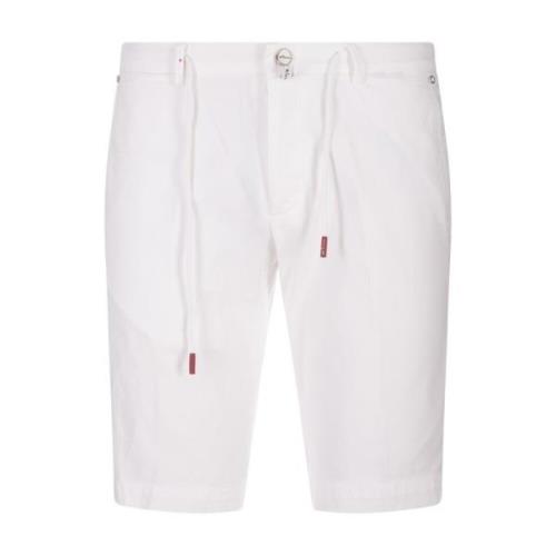 Hvit Silke Bomull Bermuda Shorts