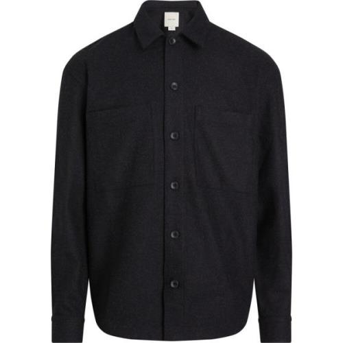 Svart Ullblandet Overshirt Jakke