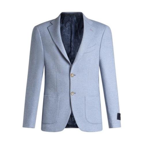 Blå Ull-Kasjmir Blazer med Paisley Motiv