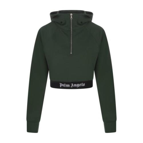 Grønn Crop Zip-Up Hoodie