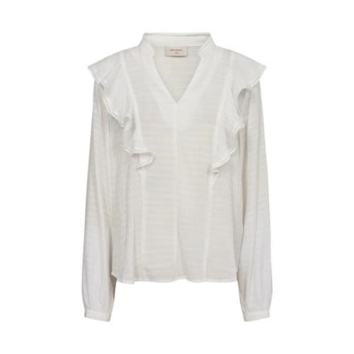 Off-White Ruffle Shirt Blouse