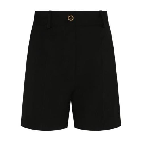 Svarte ullshorts med pleather detalj