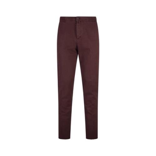 Burgundy Straight-Leg Elastisk Midje Bukser