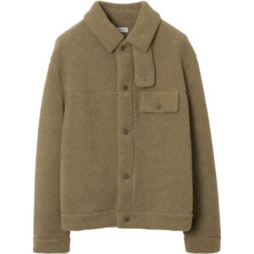 Beige Fleece Skjorte med Knappelukking