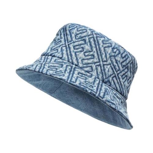 Blå Denim Bucket Hat Quiltet FF