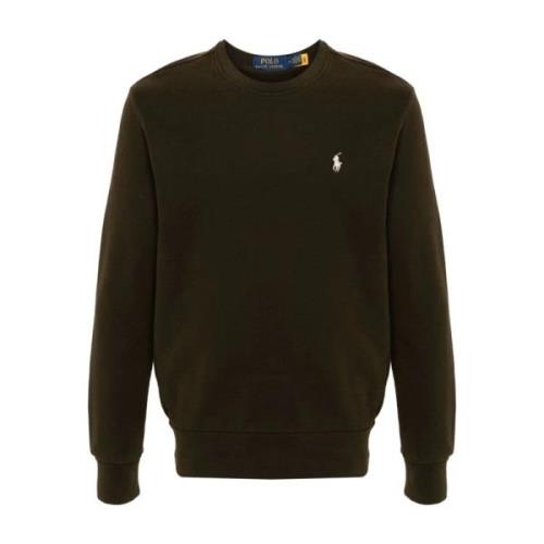 Grønn Crewneck Genser med Brodert Pony