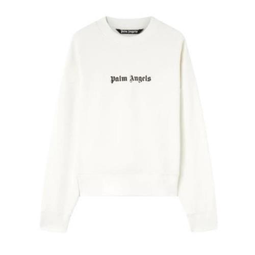 Hvit Crewneck Sweatshirt med Ribbedetaljer