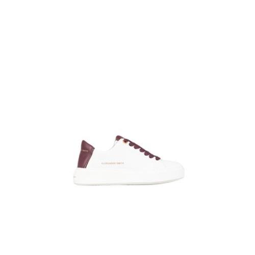 Hvit Bordeaux Skinn Sneakers