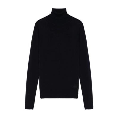 Navy Blue Wool Turtleneck Sweater