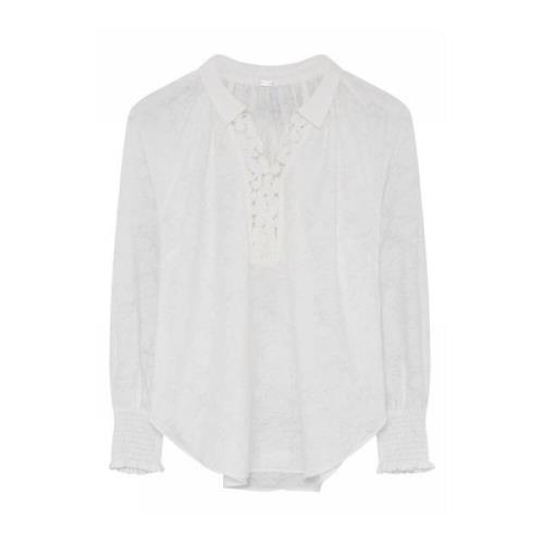 Feminin Bluse med Broderi