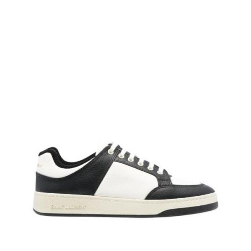 Svart Hvit Skinn Lav-Top Sneakers