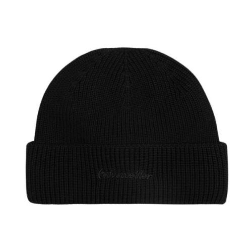 Sort Ribbestrikket Logo Beanie Lue