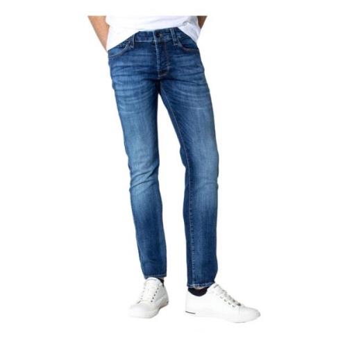 Blå Glidelås & Knapp Jeans