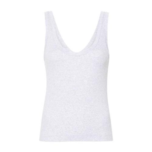 Sølv Ribbet Bomull Tank Top