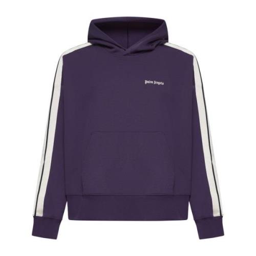 Mørk Lilla Track Hoodie med Off-White Striper