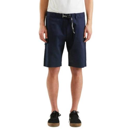 Blå Bomull Elastisk Midje Bermuda Shorts