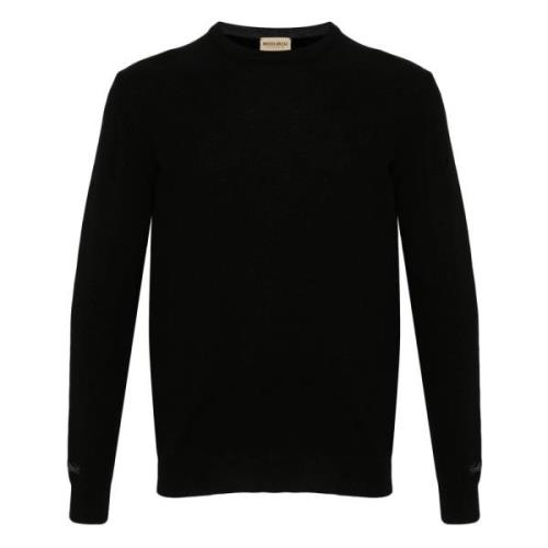 Sort Ribbestrikket Crewneck Genser