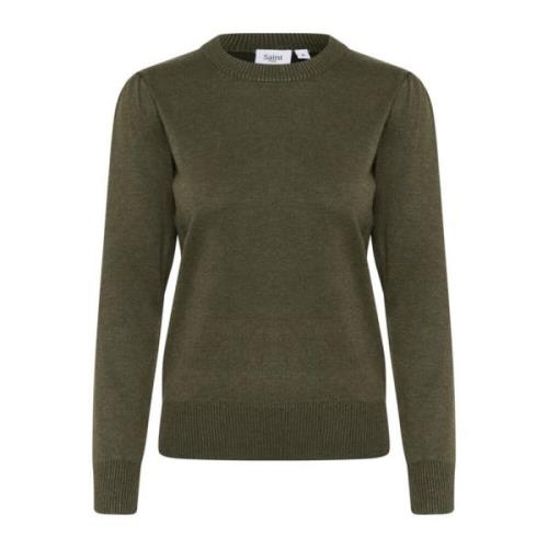 Army Green Melange Strikkegenser