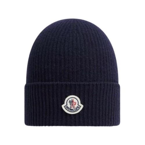 Navy Cashmere Blend Beanie Hat